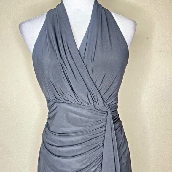 Evan Picone Women's Black Twisted Ruched Front V-Neck Wrap Dress Cocktail 12 - Picture 2 of 11